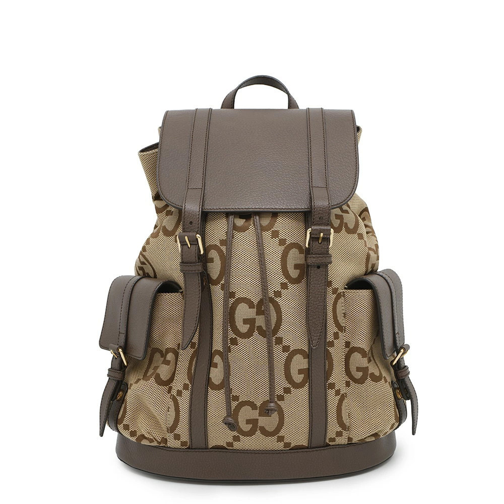 Gucci Jumbo GG Canvas Leather Backpack Rucksack Daypack Bag